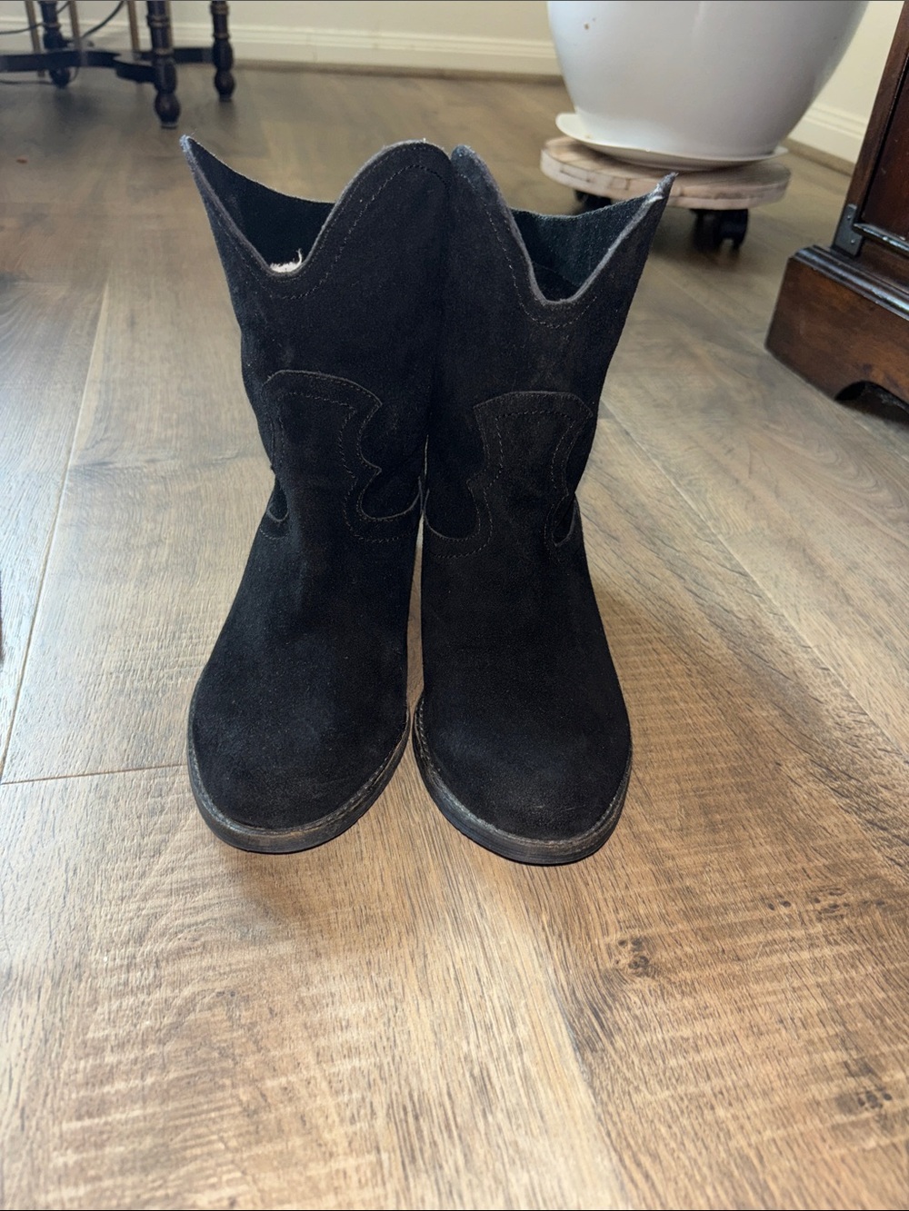 naughty monkey Black Suede Western Ankle Boots